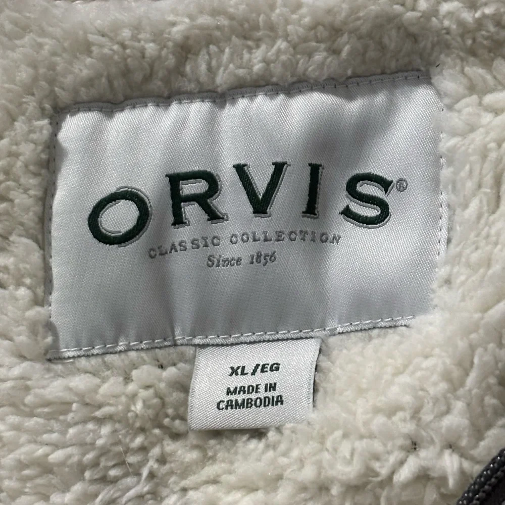 Orvis Sherpa Lined Gray Quarter-Zip Sweater, size XL - Picture 3 of 11